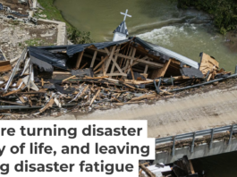 Fast-moving floodwater from a storm damaged bridges and homes and broke apart Million Bible Church in Richmond, Ky., in late June 2026. Jon Cherry/Getty Images